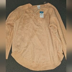 Rue21 Plus V-Neck Sweater in Soft Peach 1x